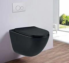 Подвесной унитаз Esbano Lotus 34*50 Matt Black безободковый с крышкой-сиденьем микролифт Slim