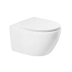 Подвесной унитаз Art&Max Elegant 36,5*51 безободковый с крышкой-сиденьем микролифт Slim
