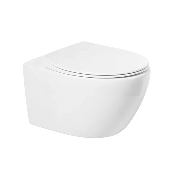 Подвесной унитаз Art&Max Elegant 36,5*51 безободковый с крышкой-сиденьем микролифт Slim