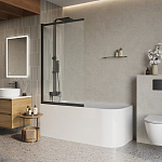 Душевая шторка на ванну BelBagno LUCE-VF-11-100/145-C-NERO 100*145 профиль черный матовый Душевая шторка на ванну BelBagno LUCE-VF-11-100/145-C-NERO 100*145 профиль черный матовый