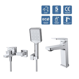 Комплект смесителей BelBagno Ardente ARDENTE-VASM/LVM-CRM (смеситель для ванны и душа и смеситель для раковины)