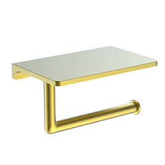 Держатель туалетной бумаги Raglo R320.03.03 с полочкой для телефона  золотой сатин