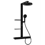 Душевая стойка Black & White Gravity GH-9005-MB с термостатом и изливом черная матовая, кнопочный переключатель Душевая стойка Black & White Gravity GH-9005-MB с термостатом и изливом черная матовая, кнопочный переключатель
