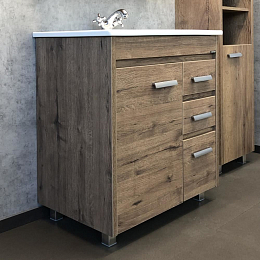 Тумба с раковиной Comforty Марио 75 дуб темный (раковина Quadro 75)