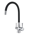 Смеситель Lemark Comfort LM3075C для кухни с функцией подключения фильтра и гибким изливом хром/черный Смеситель Lemark Comfort LM3075C для кухни с функцией подключения фильтра и гибким изливом хром/черный