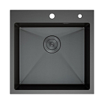 Кухонная мойка D&K 50*50 графит с дозатором и коландером