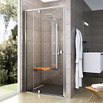 Душевая дверь в нишу Ravak Pivot PDOP2-100 100*190 профиль сатин, стекло Transparent, ручки сатин без поддона Душевая дверь в нишу Ravak Pivot PDOP2-100 100*190 профиль сатин, стекло Transparent, ручки сатин без поддона