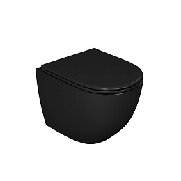 Подвесной унитаз D&K Matrix DT1396025 37*49 безободковый с крышкой-сиденьем микролифт черный матовый Подвесной унитаз D&K Matrix DT1396025 37*49 безободковый с крышкой-сиденьем микролифт черный матовый