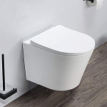Подвесной унитаз Comforty 105MW 36,5*48 безободковый белый матовый с крышкой-сиденьем микролифт Slim Подвесной унитаз Comforty 105MW 36,5*48 безободковый белый матовый с крышкой-сиденьем микролифт Slim