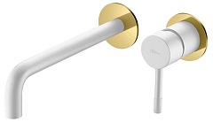 Смеситель Boheme Uno 465-WG для раковины скрытый монтаж белый матовый/золото