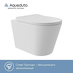 Подвесной унитаз Aqueduto Cone Plus 36,5*52 безободковый Tornado с крышкой-сиденьем микролифт белый матовый