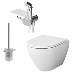 Подвесной унитаз AM.PM Spirit V2.0 36,5*48,5 безободковый с крышкой-сиденьем микролифт, гигиеническим душем и ершиком Подвесной унитаз AM.PM Spirit V2.0 36,5*48,5 безободковый с крышкой-сиденьем микролифт, гигиеническим душем и ершиком
