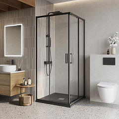Душевой уголок BelBagno LUCE-A-2-90-C-NERO 90*90*195 профиль черный матовый без поддона